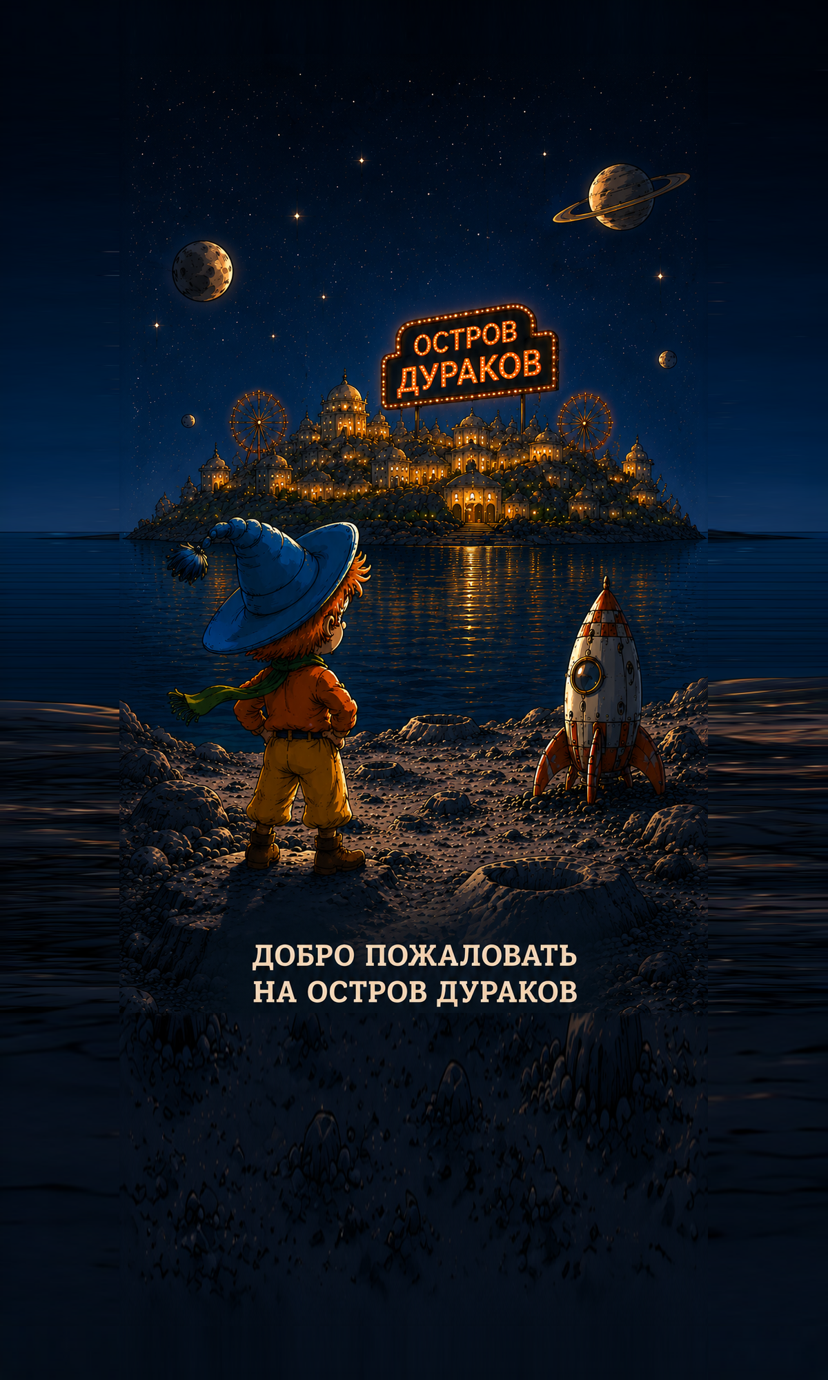 Незнайка смотрит на Остров Дураков